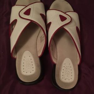 Red & white sandals