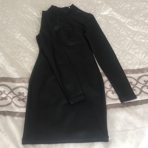 French connection bodycon dress leather look