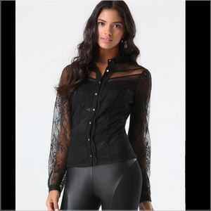 Bebe lace button up shirt