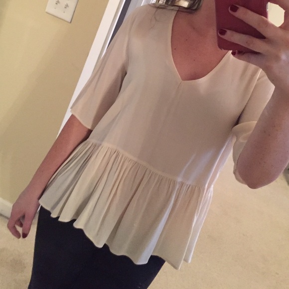NWT Ivory Peplum Top