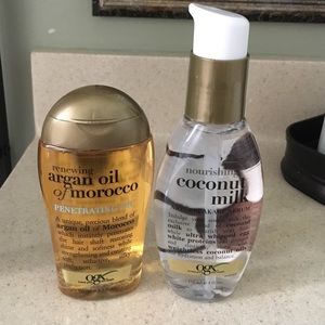 Two Ogx hair products oil