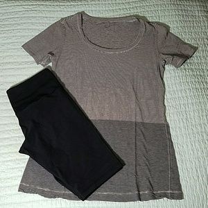Lululemon tee color block gray w/black stripes