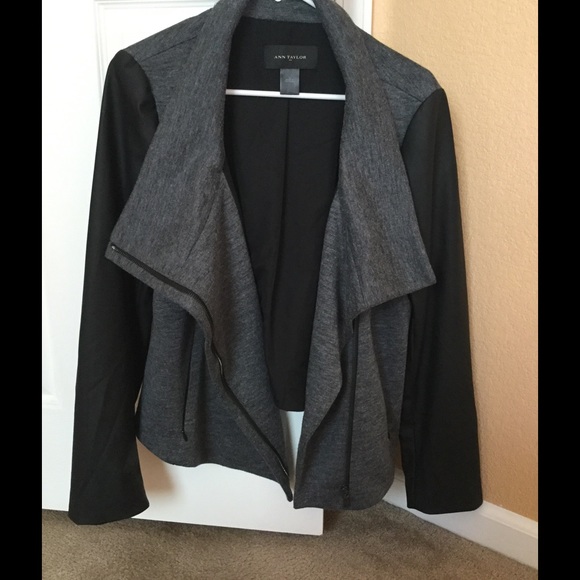 Ann Taylor leather & cloth blazer