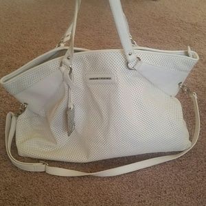 Armani Exchange White Large Tote Bag