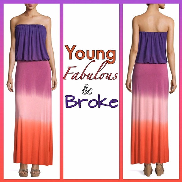 Young Fab &Broke Purple Sunset Ombré Maxi Dress XS