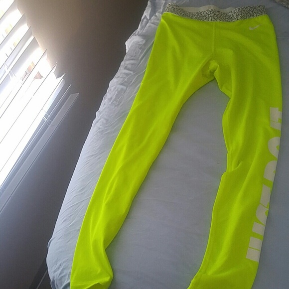 Nike like green Just Do It fleece lined spandex