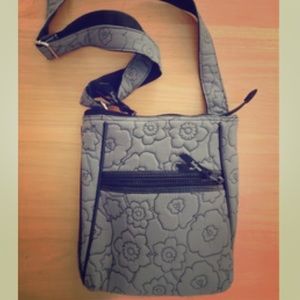 Thirty One gray quilted cross body bag