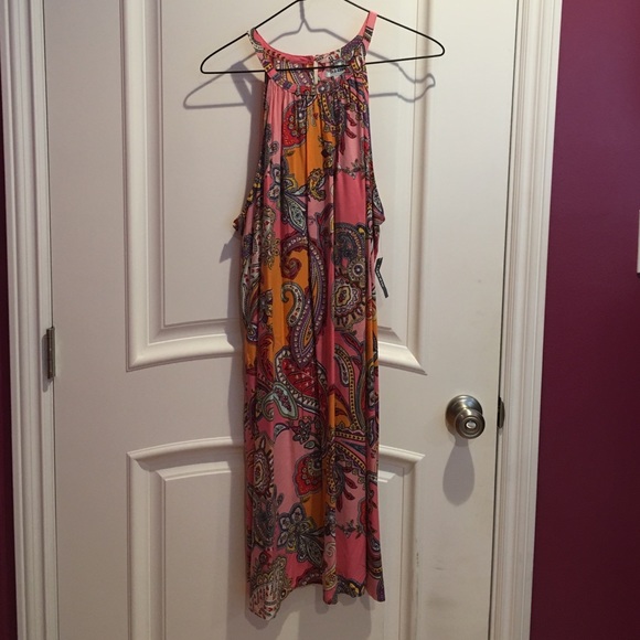 Pink and orange halter dress