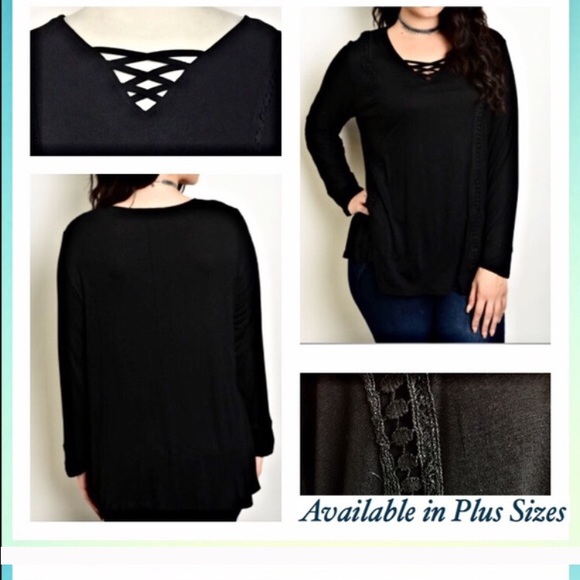 PLUS 3X Last 1 Gorgeous Lace Up Crochet Trim Tunic - Picture 2 of 4