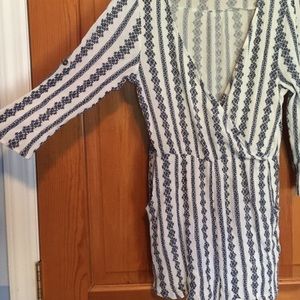 3/4 sleeve patterned romper