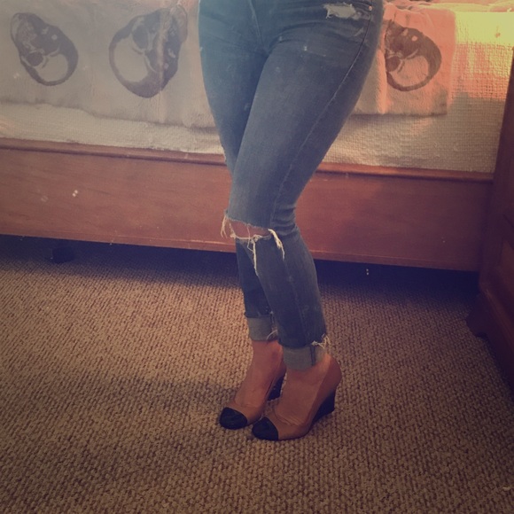 💯Kate spade leather/patent leather wedges