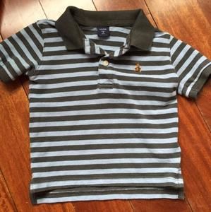 Gap kids Grey and light blue striped bear polo