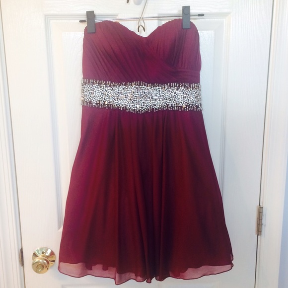 Short Strapless Rhinestone Dress