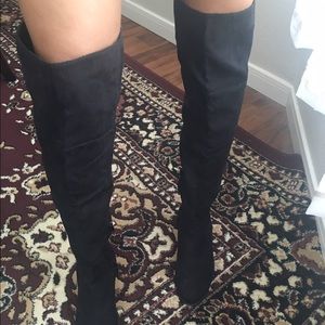 Black Suede Over The Knee Thigh High Boots