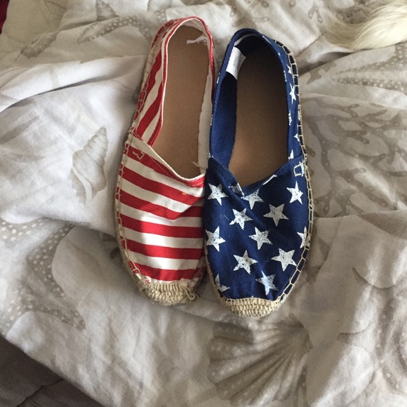 American flag slip ons and low ride black socks
