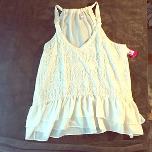 Xhilaration Cream Ruffle and Lace Top Size XL