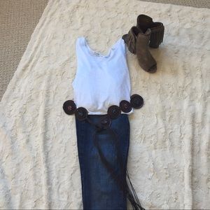 Boho Leather & Color Stone Belt