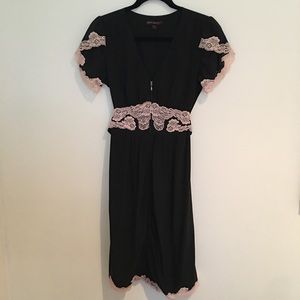 Size 6 Betsey Johnson Black dress w pink lace trim