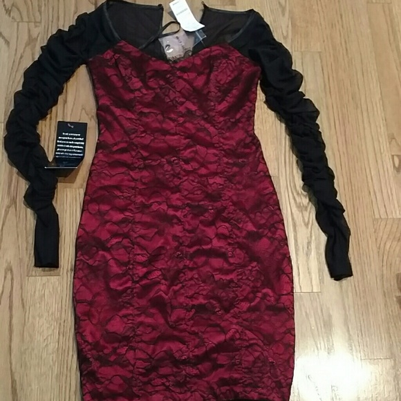 Black and red lace dress