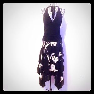 Classy Halter Dress - Black & white
