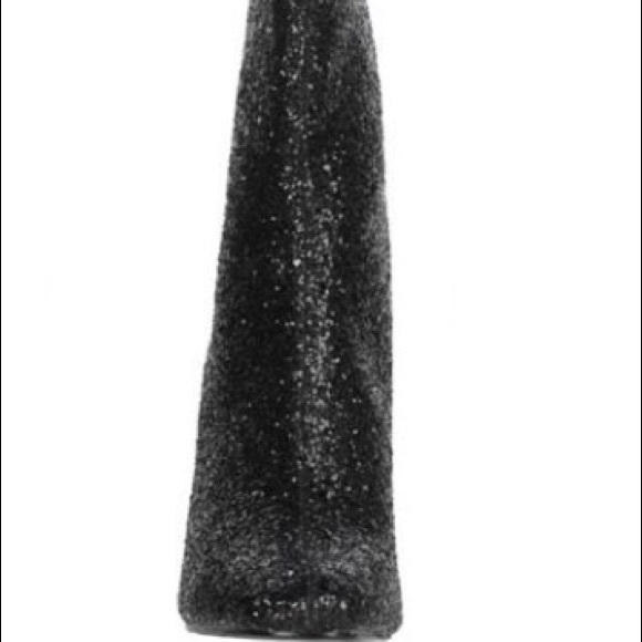 * 1 DAY SALE* Clear Plexi Heel Glitter Black Boots - Picture 2 of 4