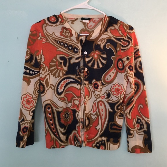 J.Crew 100% merino wool paisley cardigan