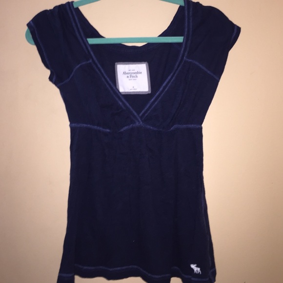 Baby doll navy blue v neck top