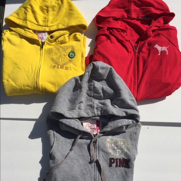 *SOLD* Yellow Victoria's Secret PINK Zip Up Hoodie - Picture 1 of 3