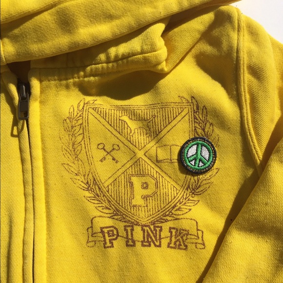*SOLD* Yellow Victoria's Secret PINK Zip Up Hoodie - Picture 2 of 3