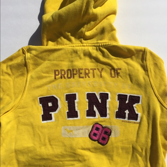 *SOLD* Yellow Victoria's Secret PINK Zip Up Hoodie - Picture 3 of 3