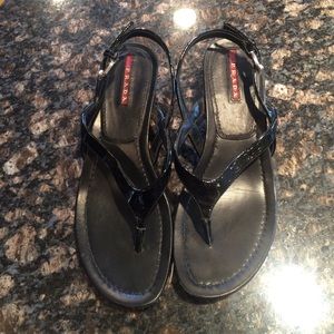 Prada sport patent wedge sandal