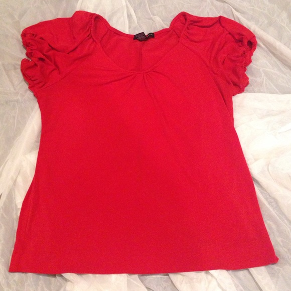 Grace Elements- Red V neck blouse. L. EUC