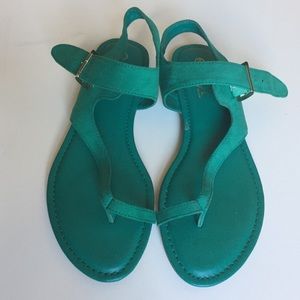 Brand New Green Sandals with Gold Detail