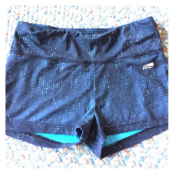 Blue speckled yoga shorts