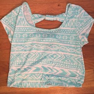 •Blue Aztec crop top•