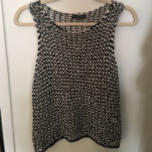 Eileen Fisher black & white crochet tank, size S