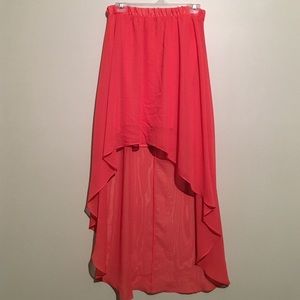 Coral hi-low skirt