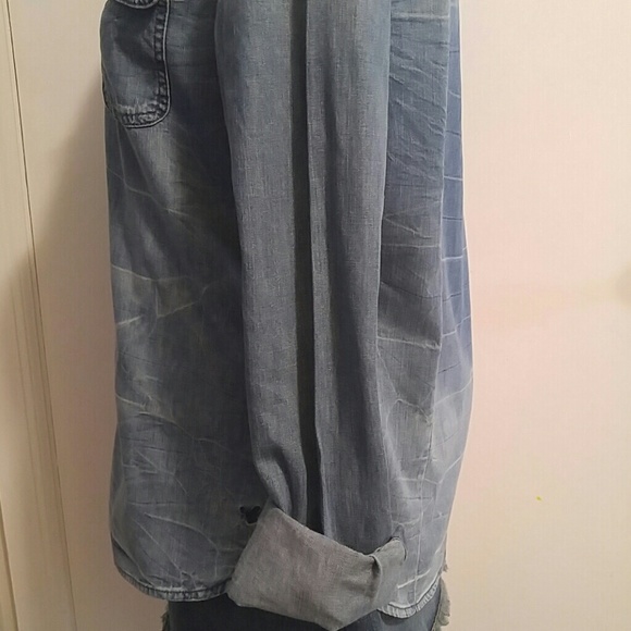 Wrinkle Look Denim Shirt NWT - Picture 3 of 4