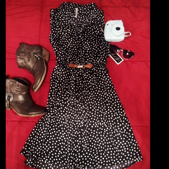 Black and white polka dot dress