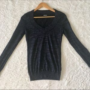 Express long sleeve glitter black shirt