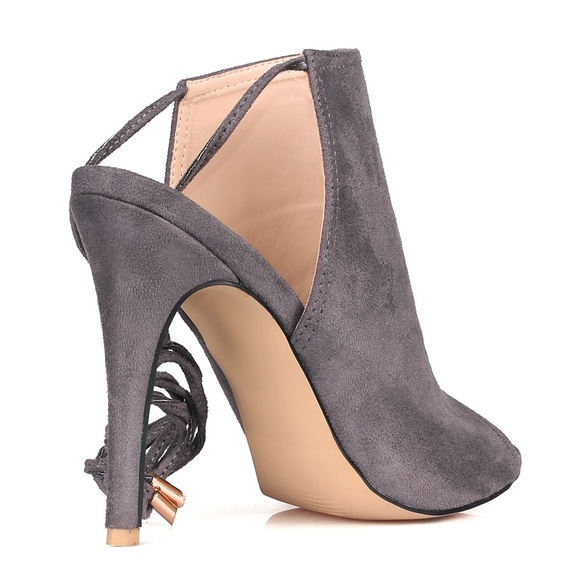 ๐HOST PICK๐ Tie-Up Grey Heels - Picture 3 of 4