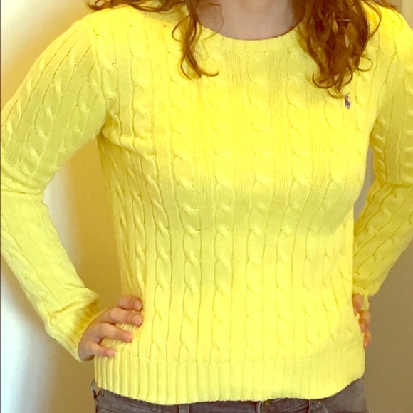 Yellow Ralph Lauren cable knit sweater