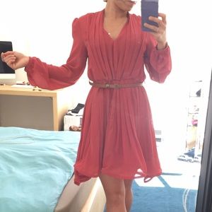 Brick orange flared feminine dress