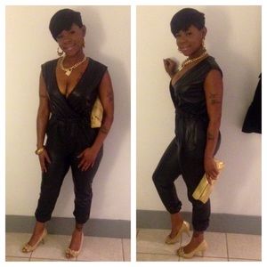 Leather like jumpsuit
