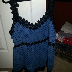 Blue and black lace tank top **free gift included*