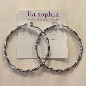 Lia Sophia Large Silver Hoop Earrings