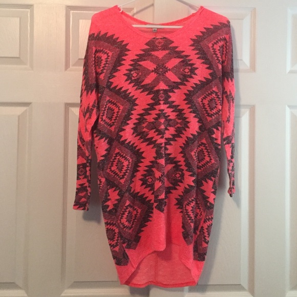 Pink and black tunic sweater
