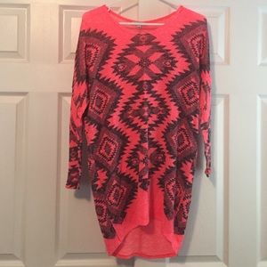 Pink and black tunic sweater