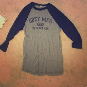 Obey womens baseball tee never worn