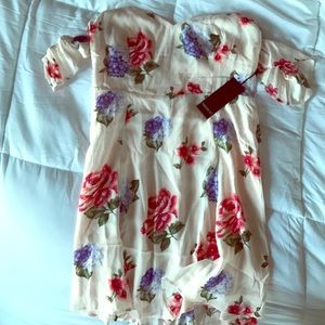 Strapless Floral mini Dress, size M (tags on)